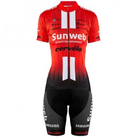 Completo Maglia + Pantaloncino con bretelle 2019 Team Sunweb Donna N001